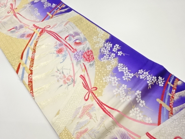 JAPANESE KIMONO / VINTAGE FUKURO OBI / WOVEN KICHO PATTERN